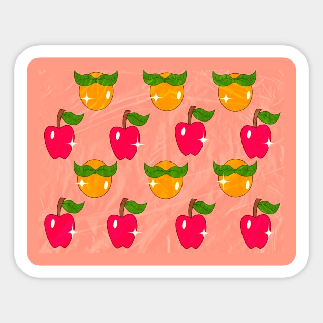 Apples and Oranges Pattern Sticker by Fad-Artwork